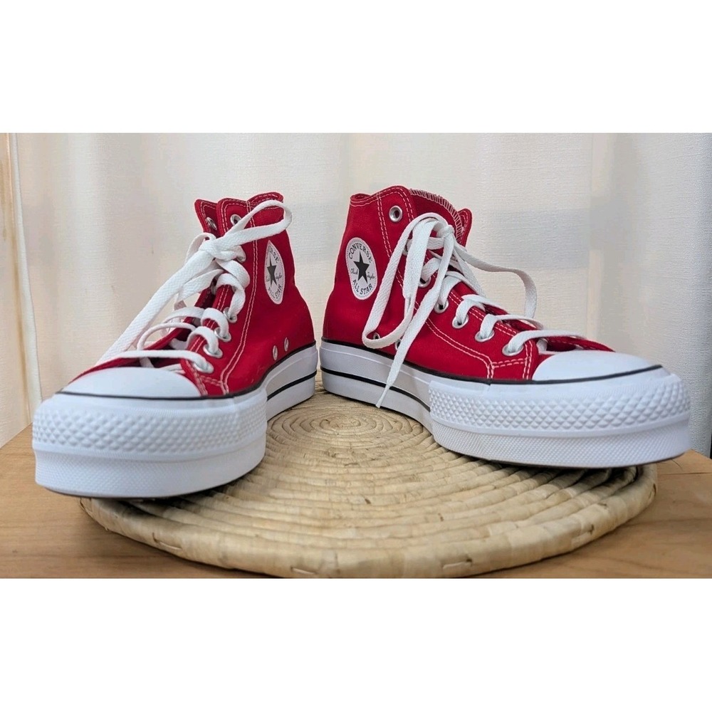 Converse All Star Chuck Taylor Sneakers Size 10 Shoes Red Canvas Lace High Top - Picture 10 of 15
